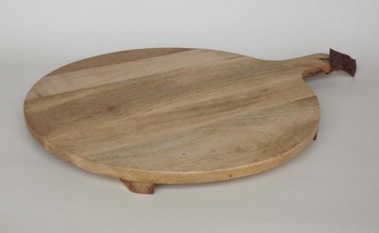 Varios Tapasplank - Rond - Hout - Ø 50 cm - lengte met handvat 65 cm