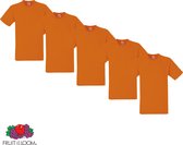 Fruit of the Loom - 5 stuks Valueweight T-shirts Ronde Hals - Oranje - S