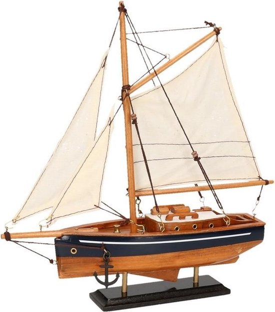 De vergelijking Geurloos Schaalmodel zeilschip hout met blauw 23 cm - Miniatuur schepen | bol.com