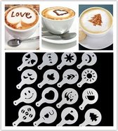 Cappuccino Sjablonen – Barista Stencils - Cacao figuur - Cappuccino Art - Latte Stencils - Cappuccino Sjabloon - Barista Tools Latte Art Set Sjablonen Figuren - Set van 16 Stuks