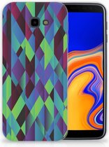 Geschikt voor Samsung Galaxy J4 Plus (2018) TPU Siliconen Hoesje Design Abstract Green Blue