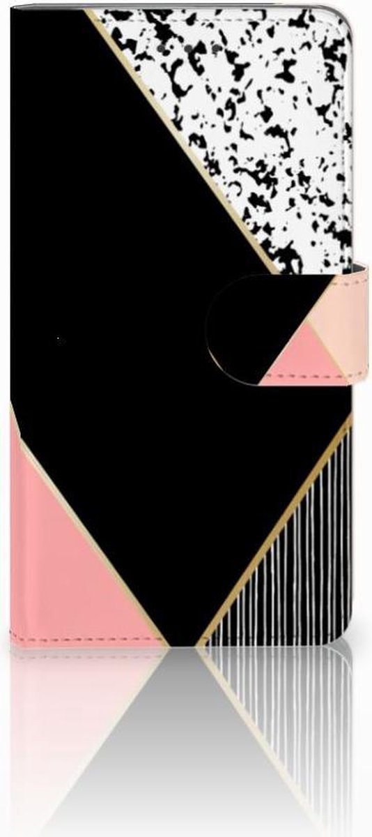 Samsung Galaxy J7 2016 Book Case Zwart Roze Vormen