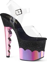Pleaser Sandaal met enkelband, Paaldans schoenen -36 Shoes- SCALLOP-708-2HGM Paaldans schoenen Zwart/Roze