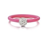 Colori 4 RNG00063 Siliconen Ring met Steen - Kristal Bal 6 mm - One-Size - Roze