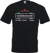 Mijncadeautje T-shirt - Gefeliciteerd, heerlijk, helder - Unisex Zwart (maat XL)