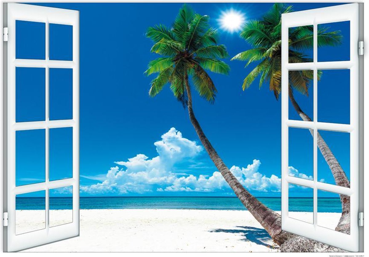Posterpoint Strand poster - ramen - palmen - tropisch - luxe papier - vakantie - 50 x 70 cm multi