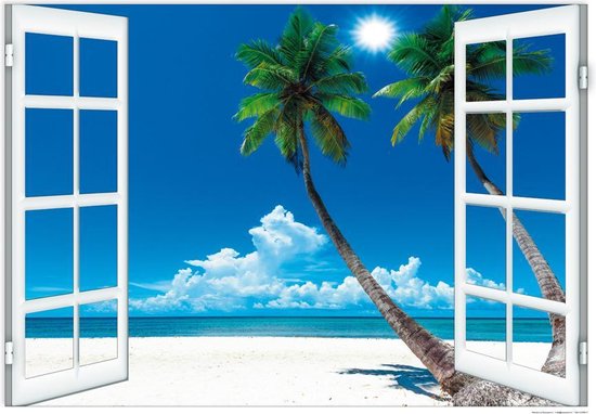 Strand poster - ramen - palmen - tropisch - luxe papier - vakantie - 50 x 70 cm