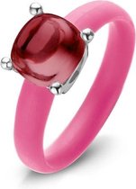 Colori 4 RNG00078 Siliconen Ring met Steen - Glassteen 10 mm - One-Size - Roze