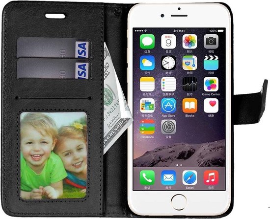 iPhone 7 / 8 - Lederen TPU Wallet Case Zwart - Portemonee Hoesje - Book Case - Flip Cover - Klap - 360 beschermend Telefoonhoesje - LIKESEA