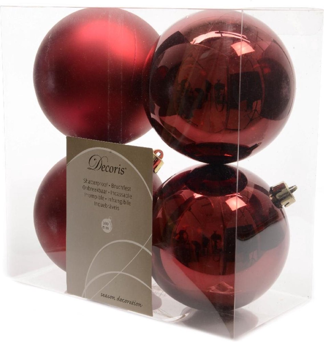 3 stuks Kerstbal plastic glans-mat/100mm/ossenbloed