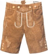 Lederhose Alpentraum Kort 100% Echt Leder Oktoberfest Heren Lederhosen Man incl Bretels -Bruin - M