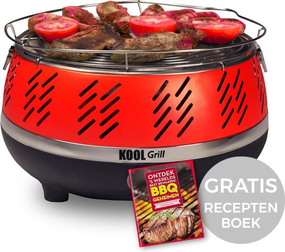 Kool Grill Houtskool Barbecue - Rood - Kool Grill