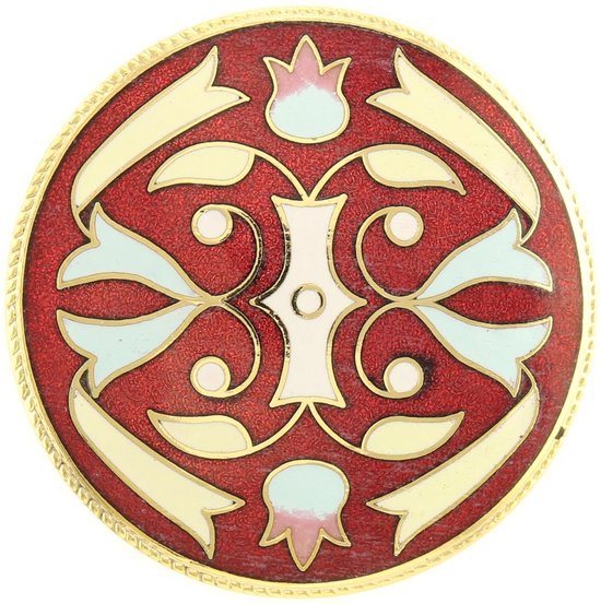 Behave Broche rond design rood emaille