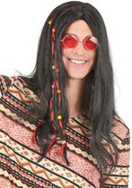 Vegaoo - Zwarte hippiepruik voor volwassenen. - Zwart - One Size