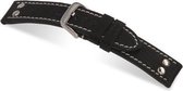 Rios1931 Horlogeband -  Chesterfield Zwart - Leer - 22 mm