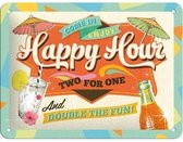 Happy Hour Cocktail Wandbord - Metaal - 15 x 20 cm
