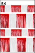 3x PVC slierten folie guirlande rood-wit 6 meter x 30 cm BRANDVEILIG