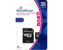 SD Micro SD Card 4GB MediaRange SD CL.10 inkl. Adapter