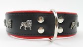 Dog's Companion Leren Halsband - Engelse Bulldog - 51-60 cm x 50 mm - Zwart/Rood