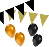 Zwart / goud versiering pakket - slingers en ballonnen