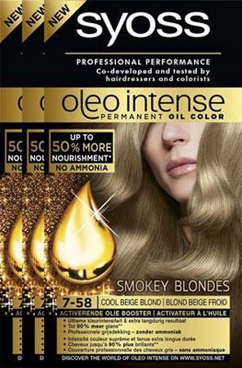 3 x Syoss Oleo Intense 7-58 Beige Blond Voordeelverpakking | bol.com