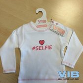 VIB® - Baby T-Shirt #SELFIE (Wit-Roze)-(3-6 mnd) - Babykleertjes - Baby cadeau
