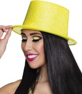 20 stuks: Hoed Glitter - neongeel