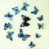 3d Muurstickers vlinders blauw (12 stuks)