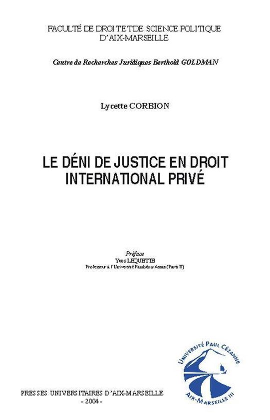 Droit privé - Le déni de justice en droit international pr ... - cover