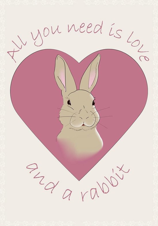 Wandbord 'All you need is Love and a Rabbit'