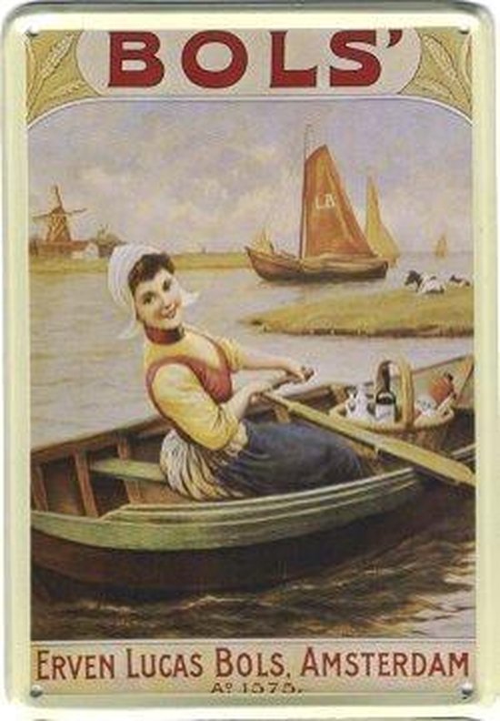 Bols reclame Erven Lucas Bols Amsterdam - Metalen - reclamebord 10x15 cm