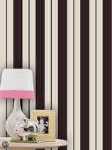 Dutch Wallcoverings Papierbehang streep - Bruin/wit