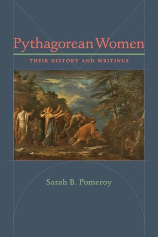 Couverture du livre 'Pythagorean Women' avec une peinture classique d'un groupe de personnes dans un paysage.