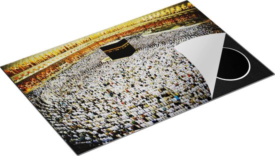 Chefcare Inductie Beschermer Zwarte Steen in Mekka met Biddende Moslims - 80x50 cm - Afdekplaat Inductie - Kookplaat Beschermer - Inductie Mat