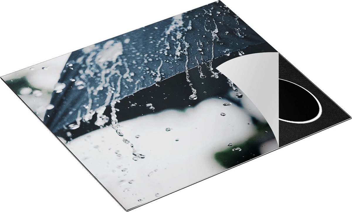 Chefcare Inductie Beschermer Zwarte Paraplu met Regen Druppels - 60x52 cm - Afdekplaat Inductie - Kookplaat Beschermer - Inductie Mat