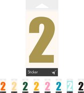 Cijfer 2 Cijfersticker Dikgedrukt - Deursticker - Kliko Sticker - Huisnummer - 10 x 5,5 cm - Goud