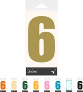 Cijfer 6 Cijfersticker Dikgedrukt - Deursticker - Kliko Sticker - Huisnummer - 10 x 5,5 cm - Goud