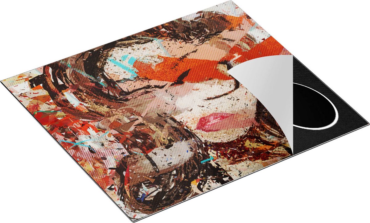 Chefcare Inductie Beschermer Abstracte Kunst van een Meisje - Vrouw - 57,6x51,6 cm - Afdekplaat Inductie - Kookplaat Beschermer - Inductie Mat