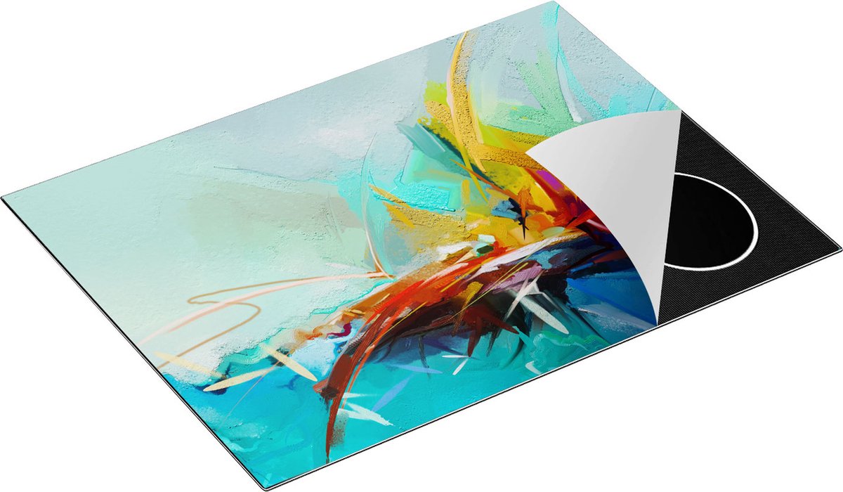 Chefcare Inductie Beschermer Abstracte Kunst - Kampvuur - 70x55 cm - Afdekplaat Inductie - Kookplaat Beschermer - Inductie Mat