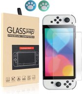 Screenprotector voor Nintendo Switch OLED - 9H Tempered Gehard Bescherm Glas - Inclusief Thumb Grips