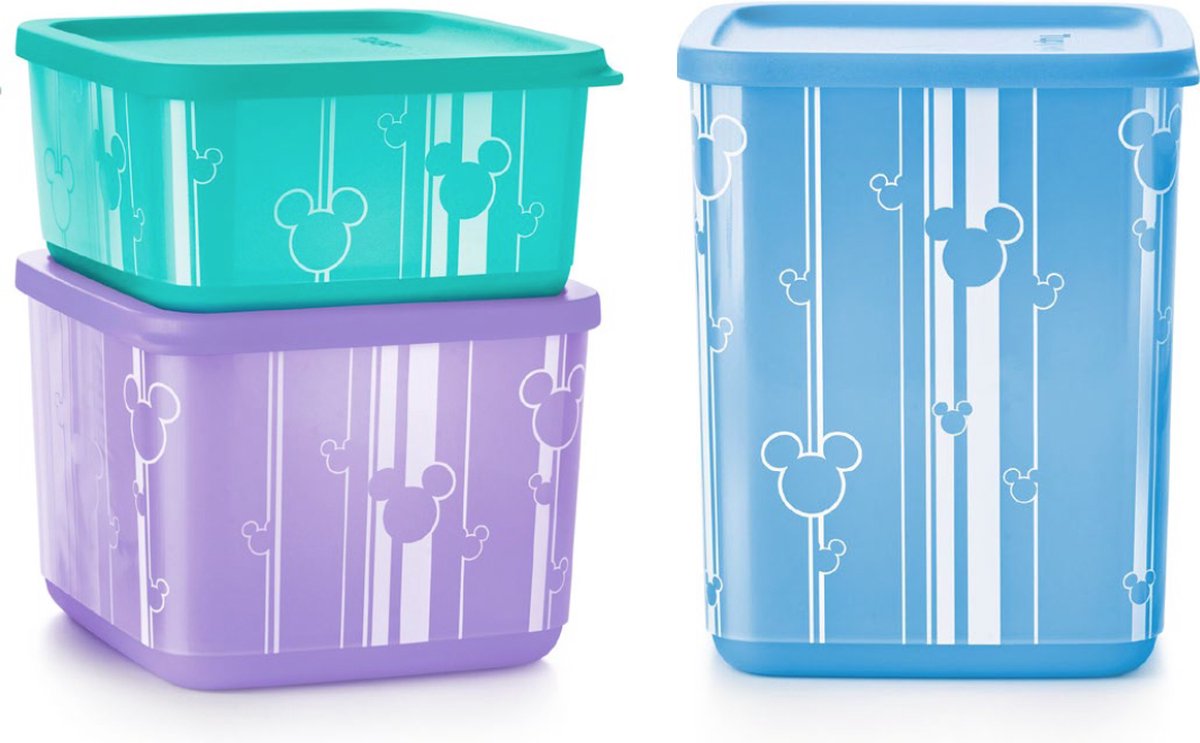Tupperware bewaardozen (3 stuks) (650 ml, 1L, 1,8L) — Mickey (Disney)