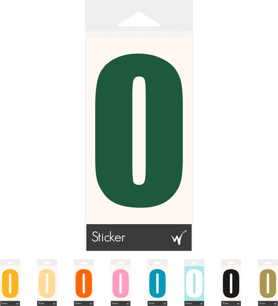 Container Sticker Huisnummer - Cijfer 0 Cijfersticker - Kliko Sticker - Deursticker - Weerbestendig - 10 x 5,5 cm - Bosgroen
