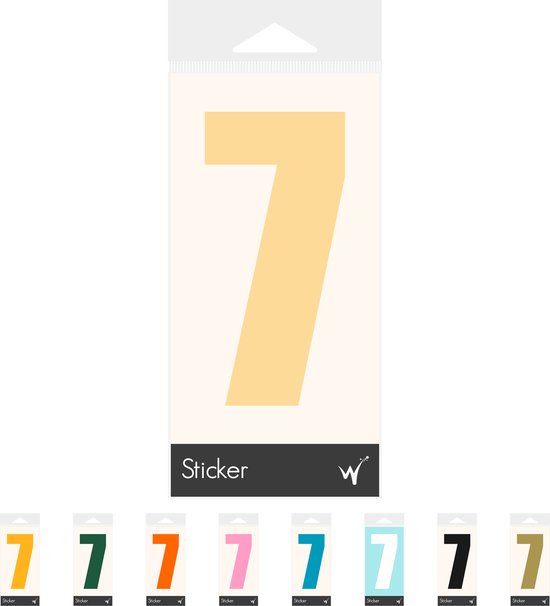 Container Sticker Huisnummer - Cijfer 7 Cijfersticker - Kliko Sticker - Deursticker - Weerbestendig - 10 x 5 cm - Crème