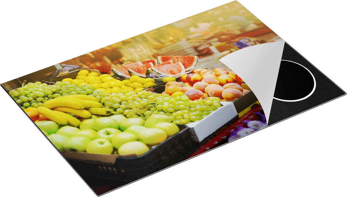 Chefcare Inductie Beschermer Vers Fruit op de Markt - 80x52 cm - Afdekplaat Inductie - Kookplaat Beschermer - Inductie Mat