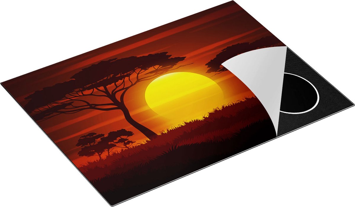 Chefcare Inductie Beschermer Zonsondergang in de Savanne - Abstract - 71x52 cm - Afdekplaat Inductie - Kookplaat Beschermer - Inductie Mat