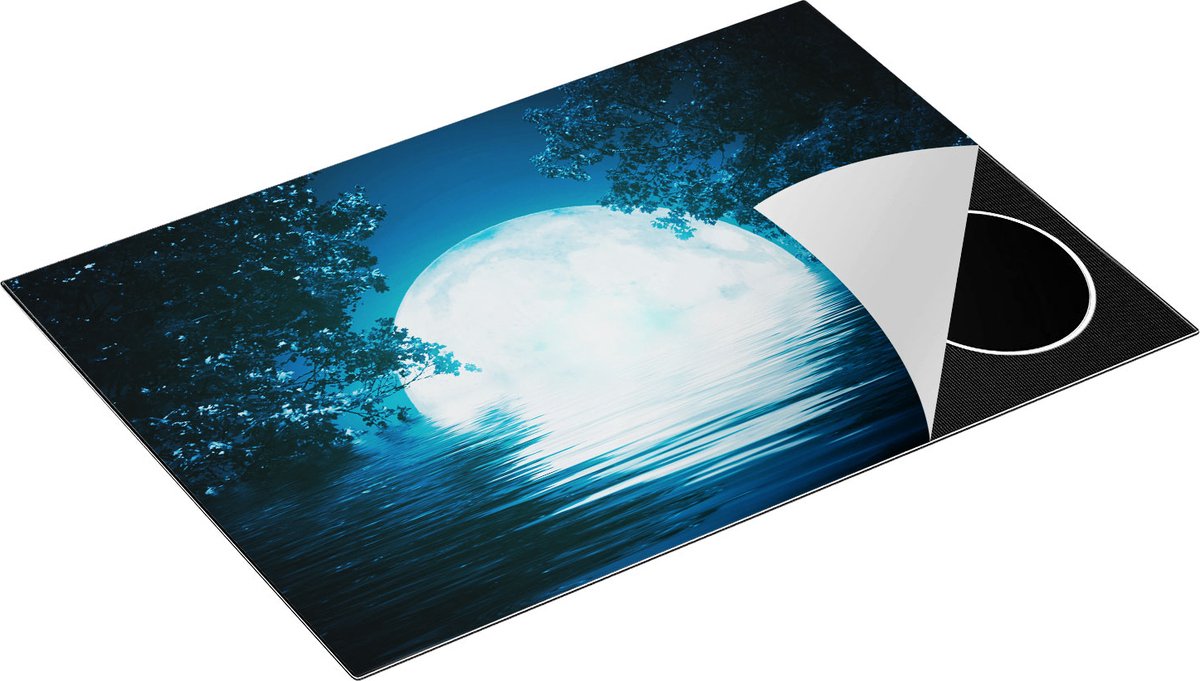 Chefcare Inductie Beschermer Volle Maan in het Water - 75x52 cm - Afdekplaat Inductie - Kookplaat Beschermer - Inductie Mat