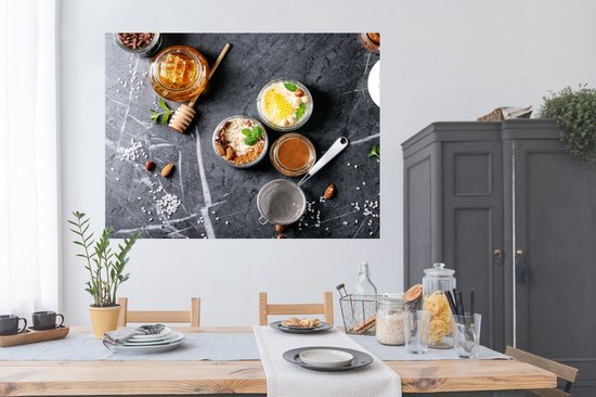 Poster Miel - Épices - Cuisine - Marbre - 160x120 cm XXL