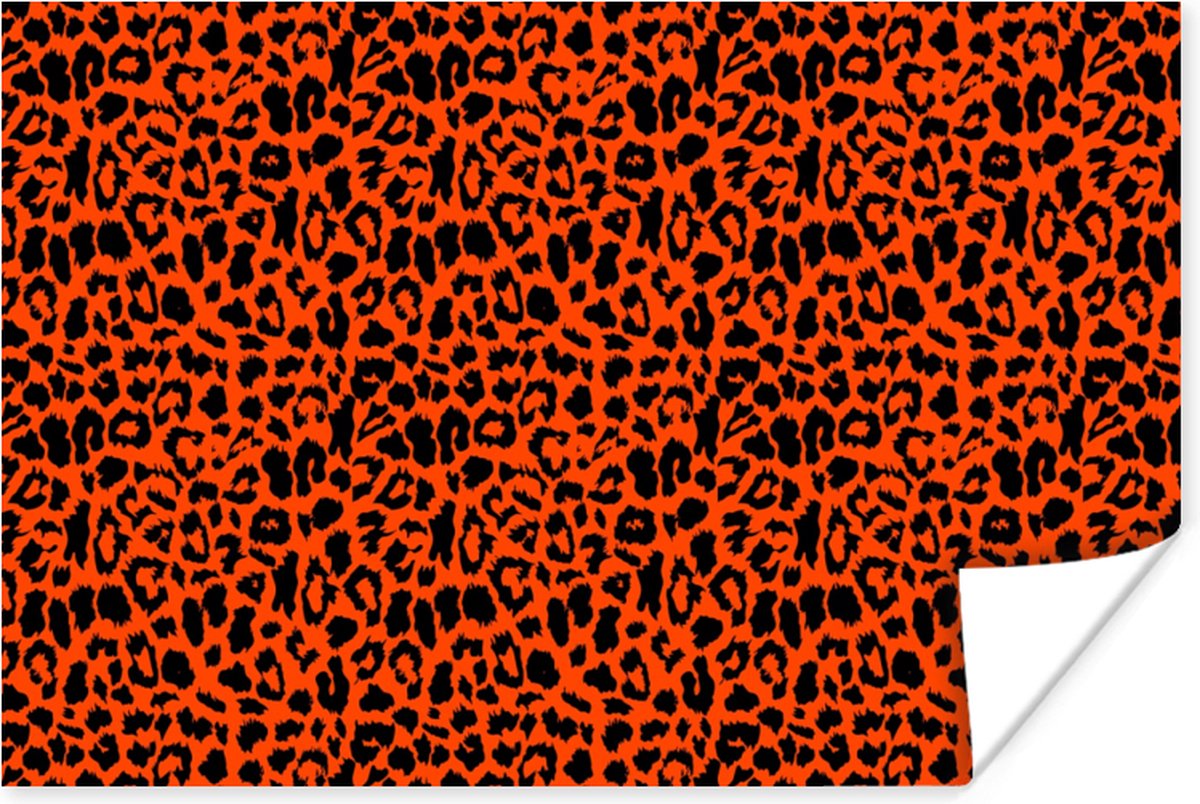 Poster Dierenprint - Rood - Panter - 30x20 cm