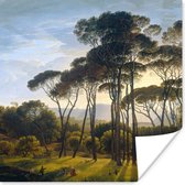 Poster Italiaans landschap met parasoldennen - Kunst - Oude meesters - 50x50 cm