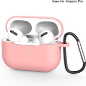 Apple AirPods Pro Hoesje in het Zacht Roze met Clip - TCH - Siliconen - met Haak - Case - Cover - Soft Case - Onepiece